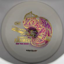 A Gateway disc golf disc featuring a translucent white body with a metallic gold and magenta chameleon graphic and text reading 'Chandler Kramer 2026 Tour Series'.