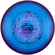 Innova Halo Star Fox midrange disc with a blue center, purple rim and purple fox stamp, top view.