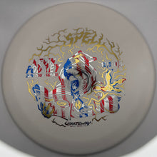 A white disc golf disc with a red, white, and blue patriotic graphic featuring a bald eagle and the words 'Patriot' and 'Gateway', shown against a neutral gray background.