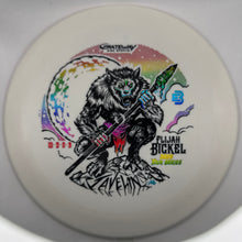 A white disc golf disc featuring a colorful graphic of a werewolf holding a bow and arrow, with the text 'Crazy Dog' and 'Plijah Bickel Disc Series' printed on the front.