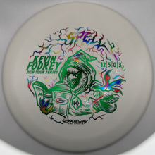 A white Gateway disc golf disc featuring a colorful Kevin Fodrey 2026 Tour Series graphic, photographed against a neutral gray background.
