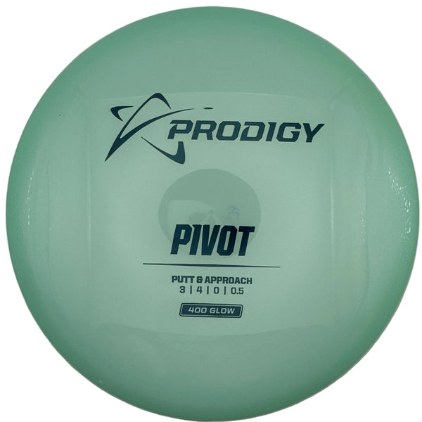 A mint green Prodigy Pivot disc golf disc in its white retail box, showing the model number 314101 05 and '440G GLUE' on the front.