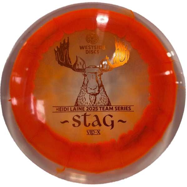 Disc golf disc with 'Stag' branding on a white background